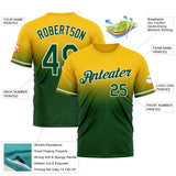 Custom Yellow Green-White Fade Fashion Performance T-Shirt