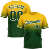 Custom Yellow Green-White Fade Fashion Performance T-Shirt