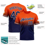 Custom Orange Navy-White Fade Fashion Performance T-Shirt