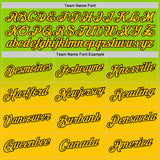 Custom Neon Green Yellow-Black Fade Fashion Performance T-Shirt