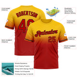 Custom Yellow Red-Black Fade Fashion Performance T-Shirt