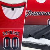 Custom Light Blue Navy-Red Fade Fashion Performance T-Shirt