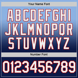 Custom Light Blue Navy-Red Fade Fashion Performance T-Shirt