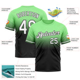 Custom Pea Green White-Black Fade Fashion Performance T-Shirt