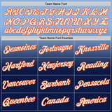 Custom Light Blue Orange-Navy Fade Fashion Performance T-Shirt