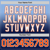 Custom Light Blue Orange-Navy Fade Fashion Performance T-Shirt