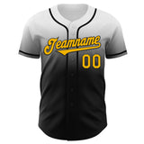 Custom White Gold-Black Authentic Fade Fashion Baseball Jersey