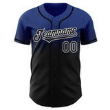 Custom Royal Black-White Authentic Fade Fashion Baseball Jersey