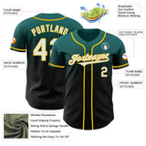 Custom Teal Black-Yellow Authentic Fade Fashion Baseball Jersey