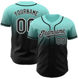 Custom Ice Blue Black-White Authentic Fade Fashion Baseball Jersey