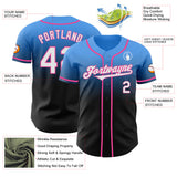 Custom Electric Blue Black-Pink Authentic Fade Fashion Baseball Jersey