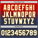 Custom Red Navy-Gold Authentic Fade Fashion Baseball Jersey