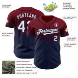 Custom Crimson White-Navy Authentic Fade Fashion Baseball Jersey