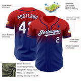Custom Red White-Royal Authentic Fade Fashion Baseball Jersey