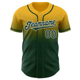 Custom Gold Green-White Authentic Fade Fashion Baseball Jersey