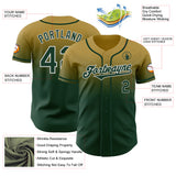 Custom Old Gold Green-White Authentic Fade Fashion Baseball Jersey