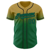 Custom Old Gold Kelly Green-Black Authentic Fade Fashion Baseball Jersey