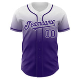 Custom White Purple Authentic Fade Fashion Baseball Jersey