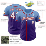 Custom Light Blue White Purple-Red Authentic Fade Fashion Baseball Jersey