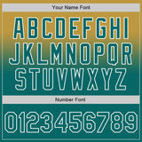 Custom Old Gold Teal-White Authentic Fade Fashion Baseball Jersey