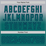 Custom Gray Teal-Navy Authentic Fade Fashion Baseball Jersey
