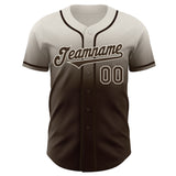 Custom Cream Brown Authentic Fade Fashion Baseball Jersey