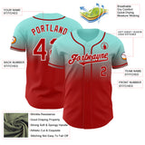Custom Ice Blue Red-White Authentic Fade Fashion Baseball Jersey