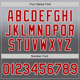 Custom Gray Red Steel Gray-White Authentic Fade Fashion Baseball Jersey