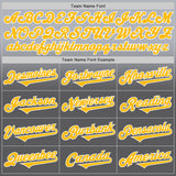 Custom Gray Gold Steel Gray-White Authentic Fade Fashion Baseball Jersey