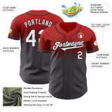 Custom Red White-Steel Gray Authentic Fade Fashion Baseball Jersey