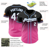 Custom Black White Pink-Light Blue Authentic Fade Fashion Baseball Jersey