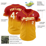 Custom Red White-Gold Authentic Fade Fashion Baseball Jersey