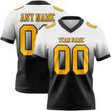 Custom White Gold-Black Mesh Authentic Fade Fashion Football Jersey