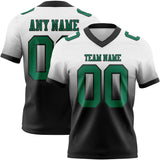 Custom White Kelly Green-Black Mesh Authentic Fade Fashion Football Jersey