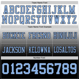 Custom White Light Blue-Black Mesh Authentic Fade Fashion Football Jersey