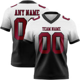 Custom White Maroon-Black Mesh Authentic Fade Fashion Football Jersey