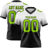 Custom White Neon Green-Black Mesh Authentic Fade Fashion Football Jersey