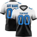 Custom White Powder Blue-Black Mesh Authentic Fade Fashion Football Jersey