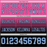 Custom Pink Light Blue-Black Mesh Authentic Fade Fashion Football Jersey