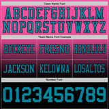Custom Pink Teal-Black Mesh Authentic Fade Fashion Football Jersey