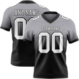 Custom Gray White-Black Mesh Authentic Fade Fashion Football Jersey