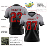 Custom Gray Red-Black Mesh Authentic Fade Fashion Football Jersey