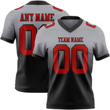 Custom Gray Red-Black Mesh Authentic Fade Fashion Football Jersey