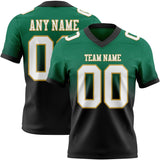 Custom Kelly Green White Black-Old Gold Mesh Authentic Fade Fashion Football Jersey