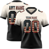 Custom Cream Vintage USA Flag-Black Mesh Authentic Fade Fashion Football Jersey