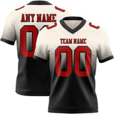 Custom Cream Red-Black Mesh Authentic Fade Fashion Football Jersey