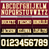 Custom Maroon White Black-Gold Mesh Authentic Fade Fashion Football Jersey