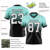 Custom Ice Blue White-Black Mesh Authentic Fade Fashion Football Jersey