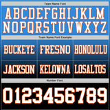 Custom Powder Blue White Black-Orange Mesh Authentic Fade Fashion Football Jersey