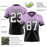 Custom Light Purple White-Black Mesh Authentic Fade Fashion Football Jersey